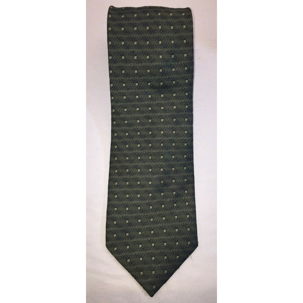 NOS Umberto Frasi Hand‎ Made Green Patterned Polyester Neck Tie - 58" Length